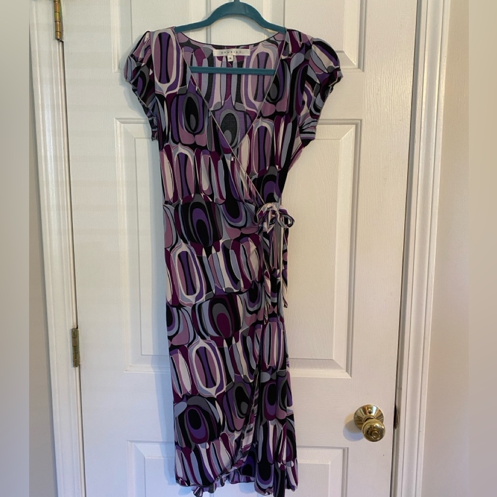 Vintage Purple Groovy Wrap Dress Size M